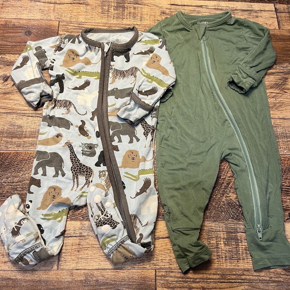 Bamboo Sleeper Set Baby Boy 0-3m Kickee Pants Guisby Zoo Animals Basics